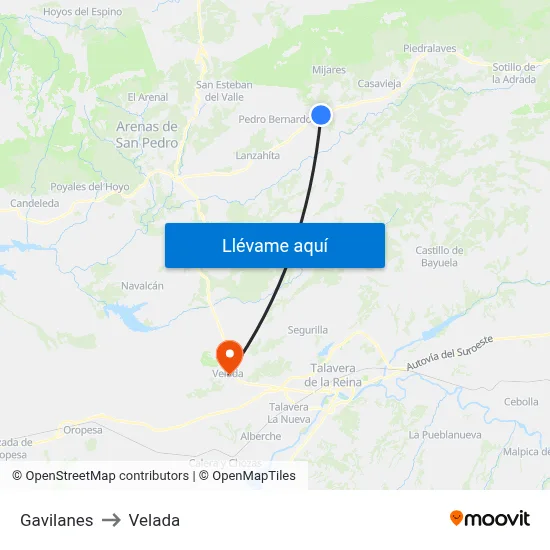 Gavilanes to Velada map