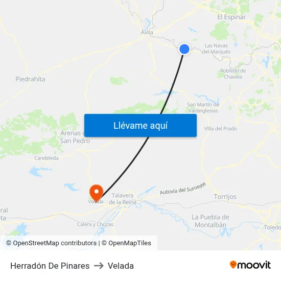 Herradón De Pinares to Velada map