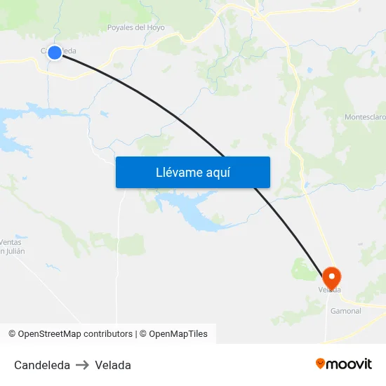 Candeleda to Velada map