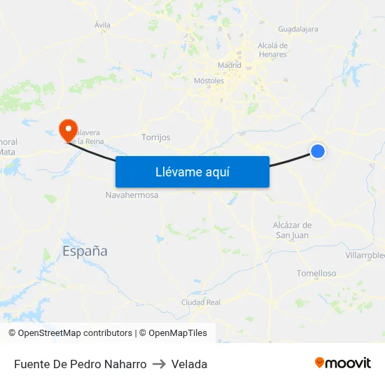 Fuente De Pedro Naharro to Velada map
