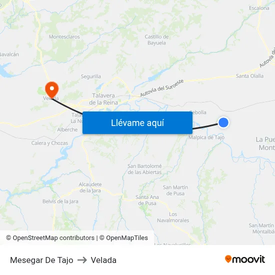 Mesegar De Tajo to Velada map