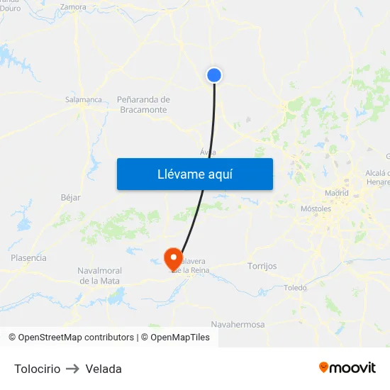 Tolocirio to Velada map
