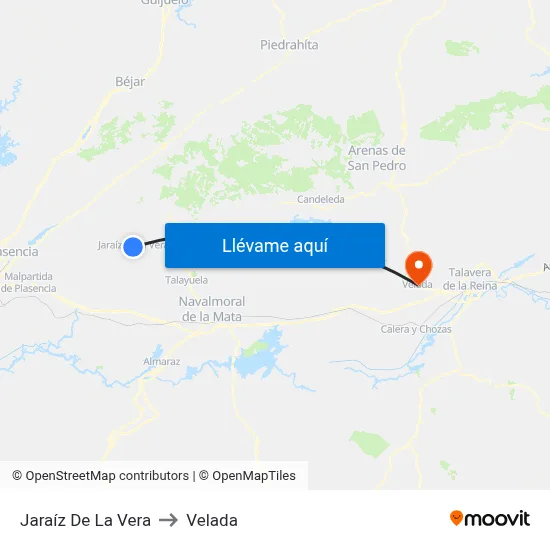 Jaraíz De La Vera to Velada map