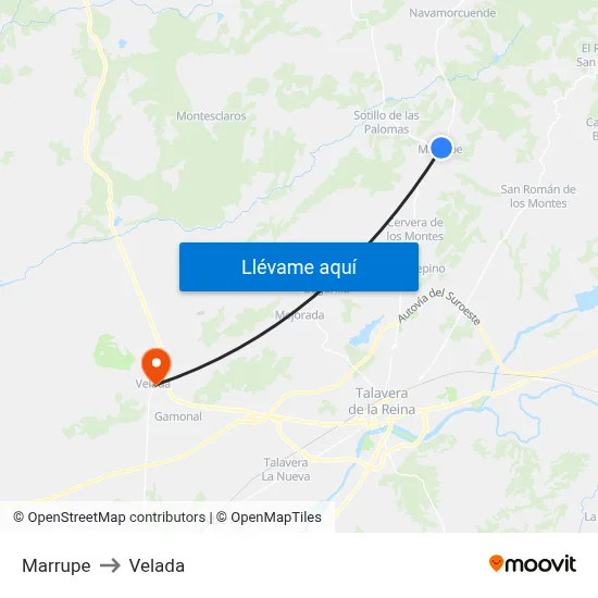 Marrupe to Velada map