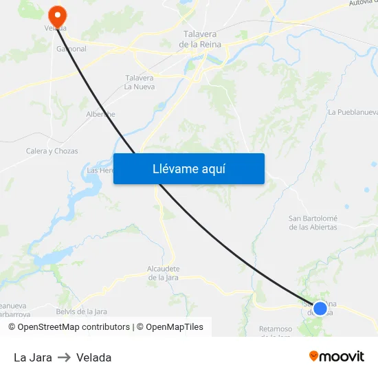 La Jara to Velada map