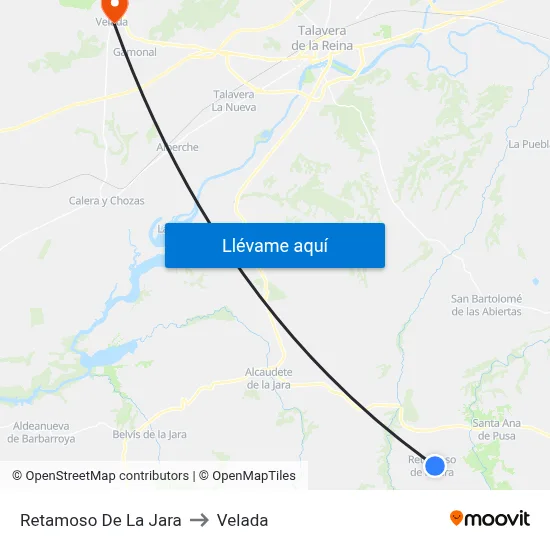 Retamoso De La Jara to Velada map