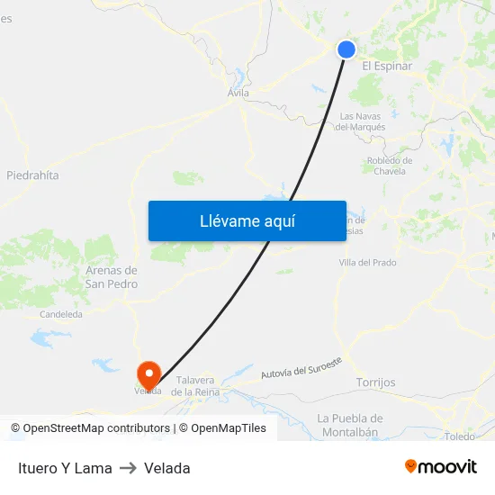 Ituero Y Lama to Velada map