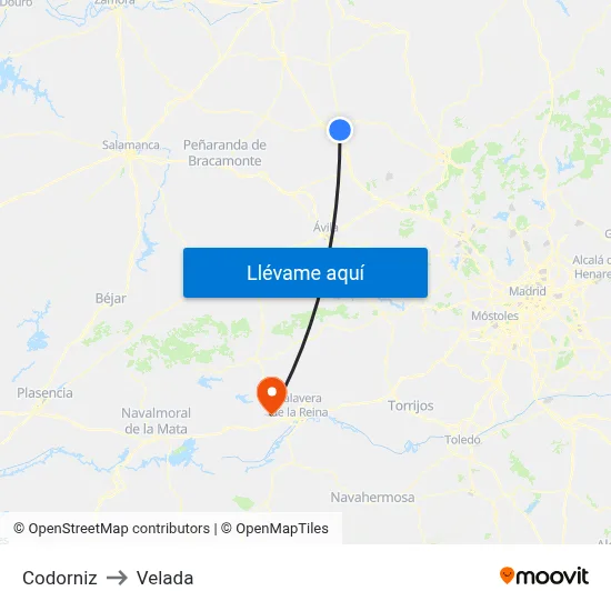 Codorniz to Velada map