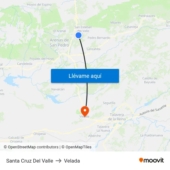 Santa Cruz Del Valle to Velada map