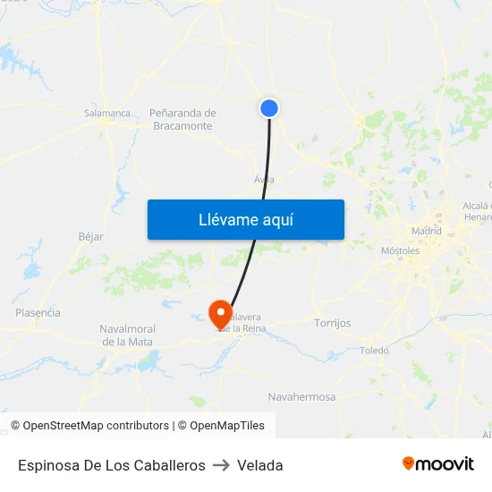Espinosa De Los Caballeros to Velada map
