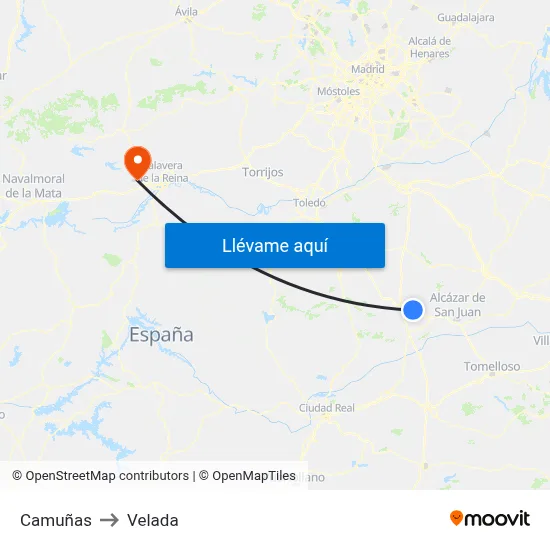 Camuñas to Velada map