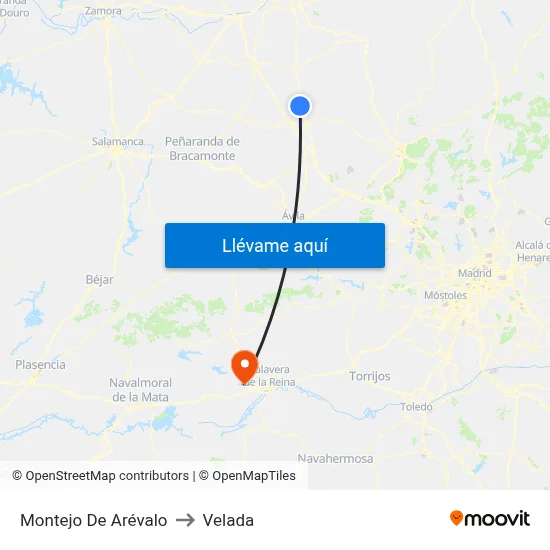 Montejo De Arévalo to Velada map