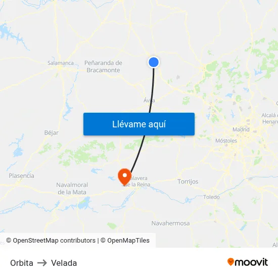 Orbita to Velada map