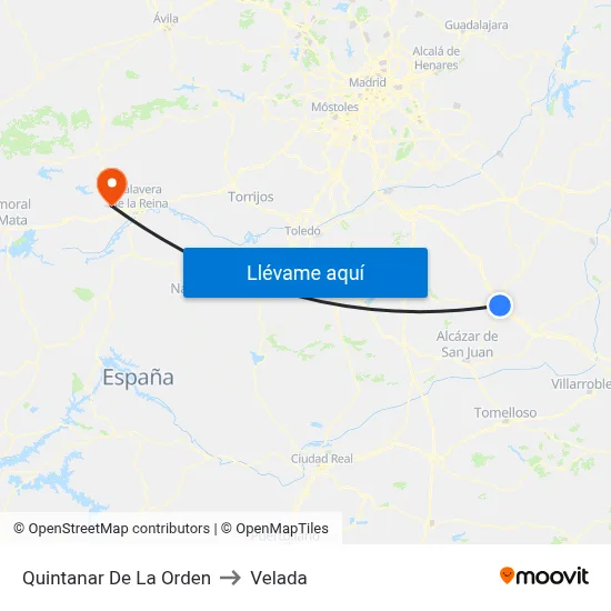 Quintanar De La Orden to Velada map