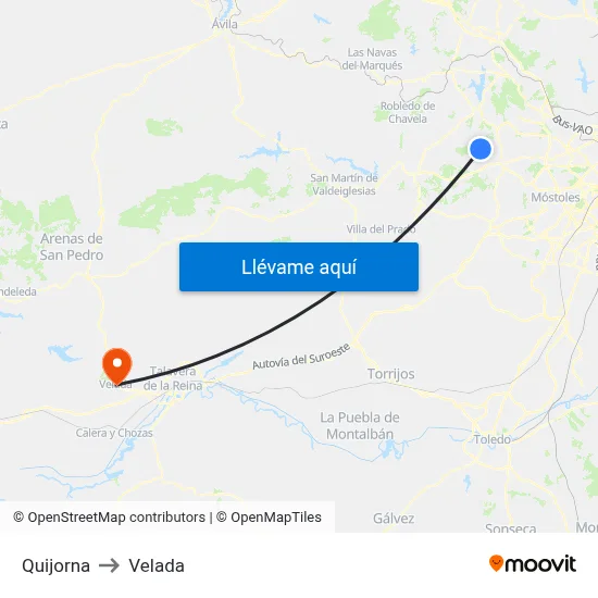 Quijorna to Velada map