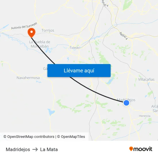 Madridejos to La Mata map