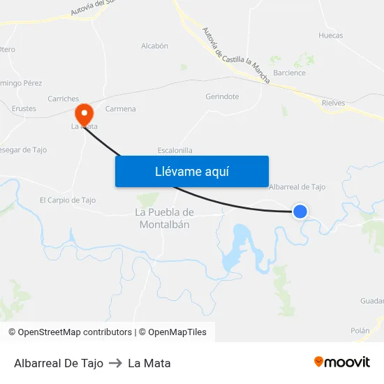 Albarreal De Tajo to La Mata map