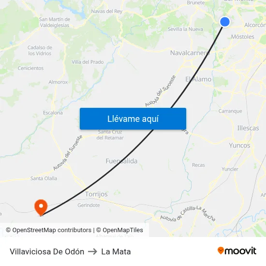 Villaviciosa De Odón to La Mata map