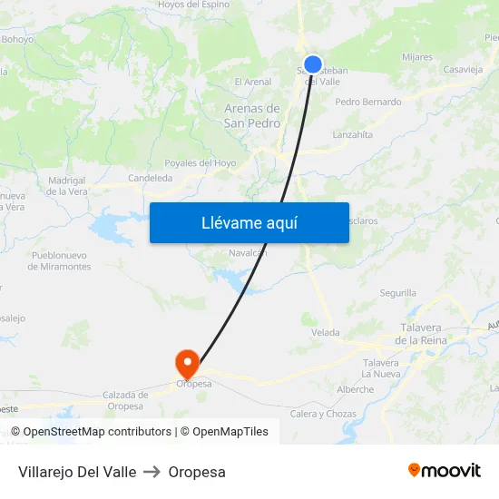 Villarejo Del Valle to Oropesa map