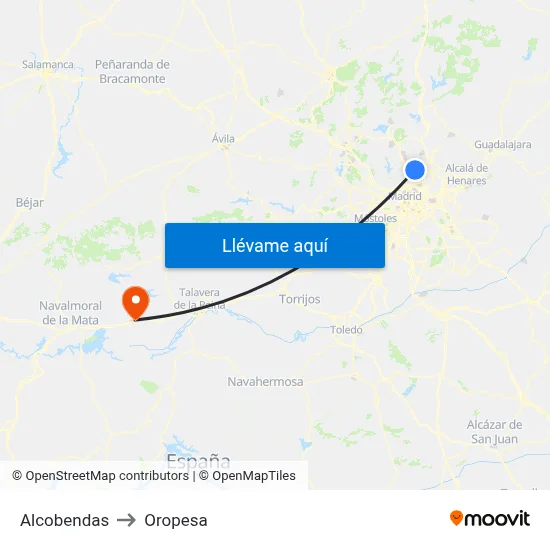 Alcobendas to Oropesa map