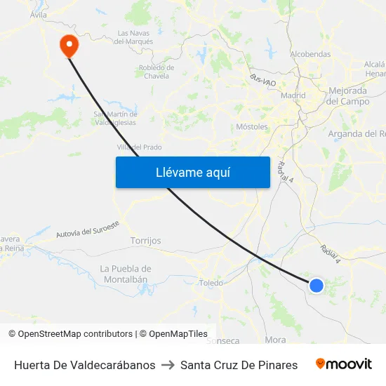 Huerta De Valdecarábanos to Santa Cruz De Pinares map