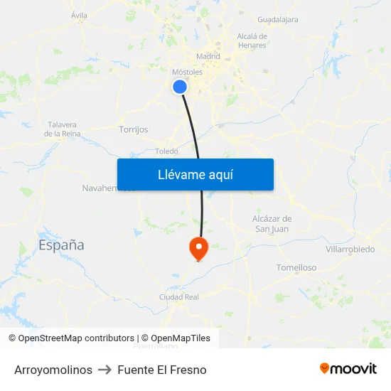 Arroyomolinos to Fuente El Fresno map