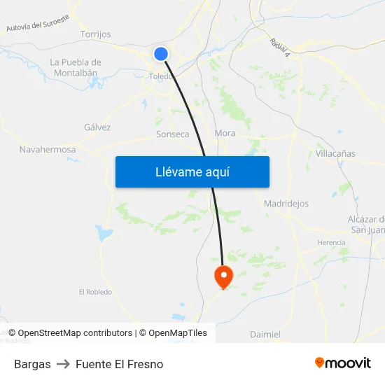 Bargas to Fuente El Fresno map