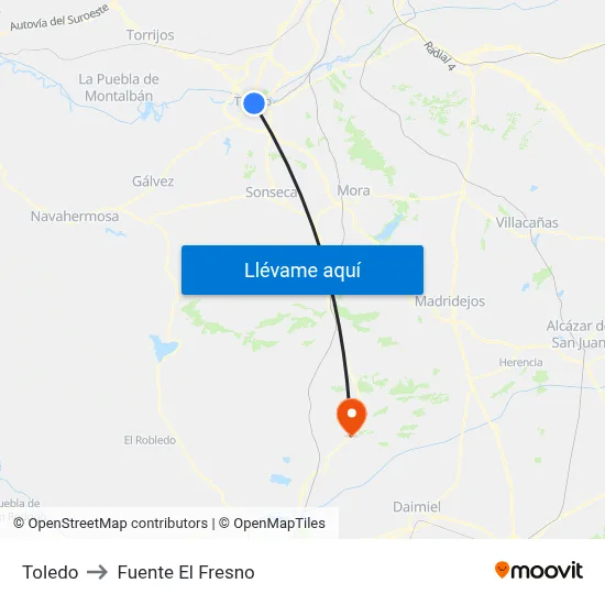 Toledo to Fuente El Fresno map