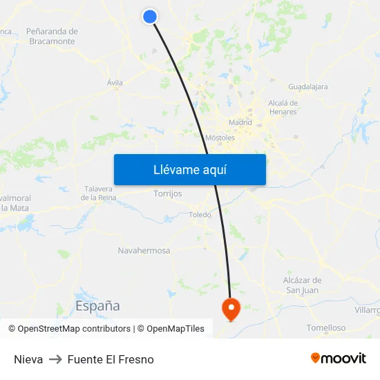 Nieva to Fuente El Fresno map