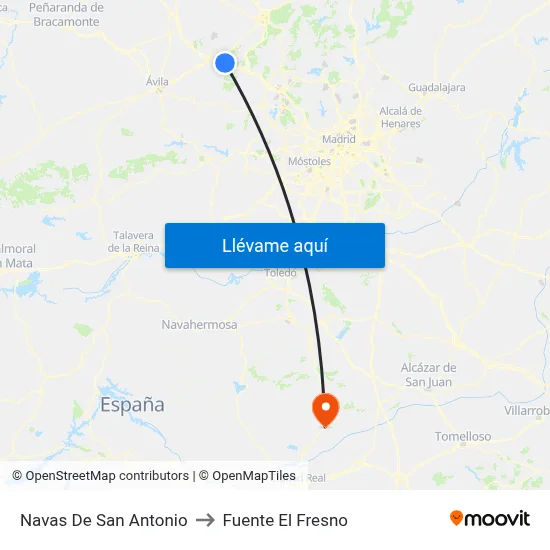 Navas De San Antonio to Fuente El Fresno map