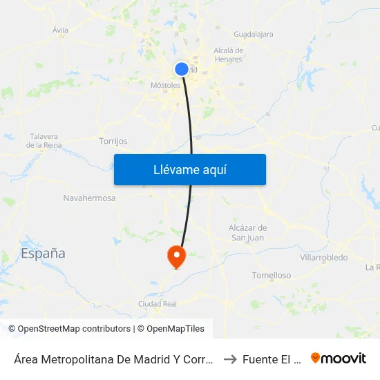 Área Metropolitana De Madrid Y Corredor Del Henares to Fuente El Fresno map