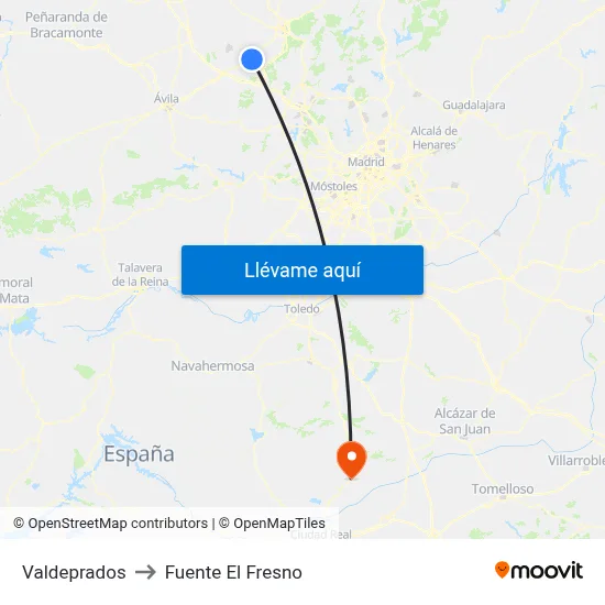 Valdeprados to Fuente El Fresno map