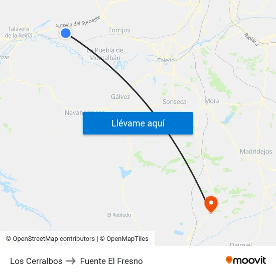 Los Cerralbos to Fuente El Fresno map