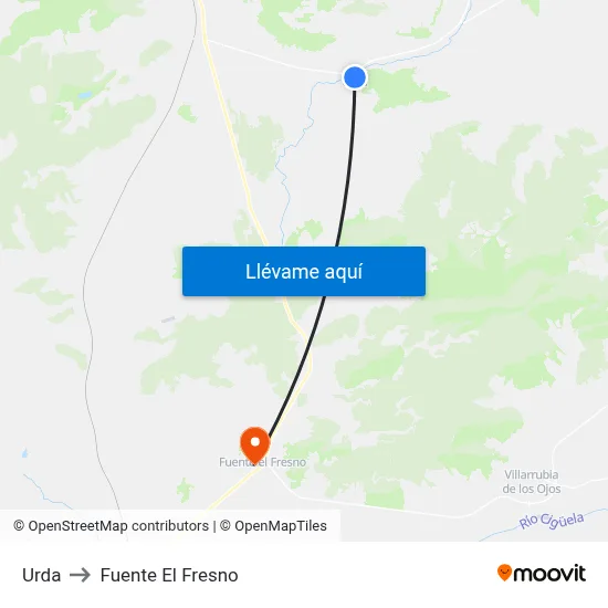Urda to Fuente El Fresno map