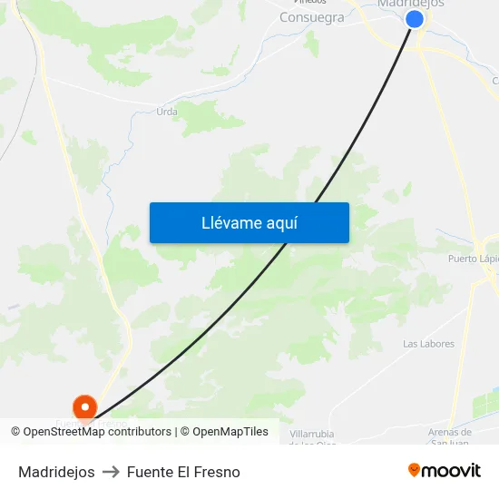 Madridejos to Fuente El Fresno map