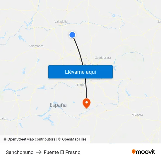 Sanchonuño to Fuente El Fresno map