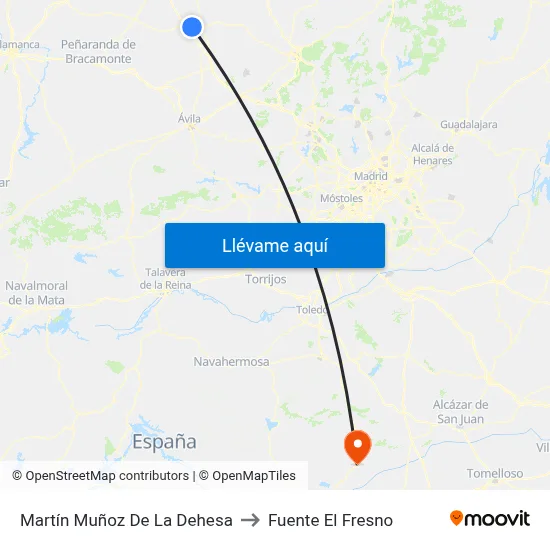 Martín Muñoz De La Dehesa to Fuente El Fresno map