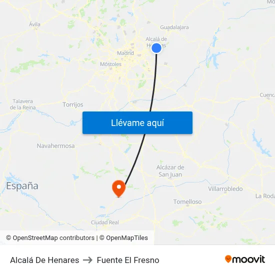 Alcalá De Henares to Fuente El Fresno map