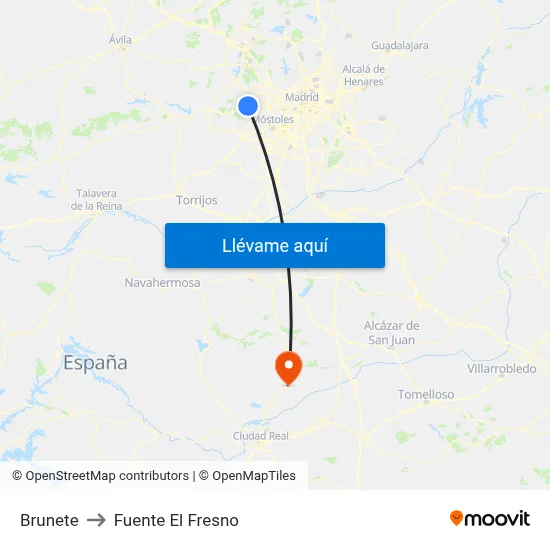 Brunete to Fuente El Fresno map