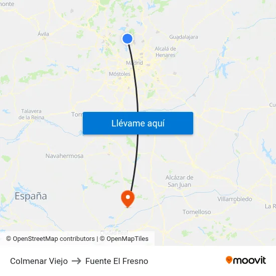 Colmenar Viejo to Fuente El Fresno map
