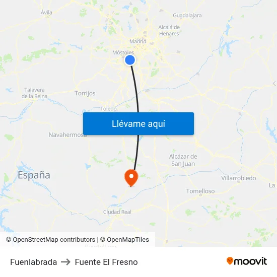 Fuenlabrada to Fuente El Fresno map