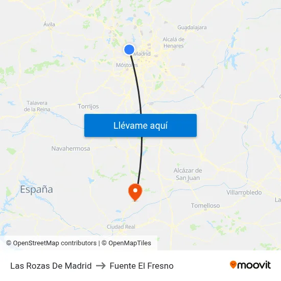 Las Rozas De Madrid to Fuente El Fresno map