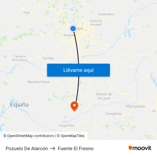 Pozuelo De Alarcón to Fuente El Fresno map