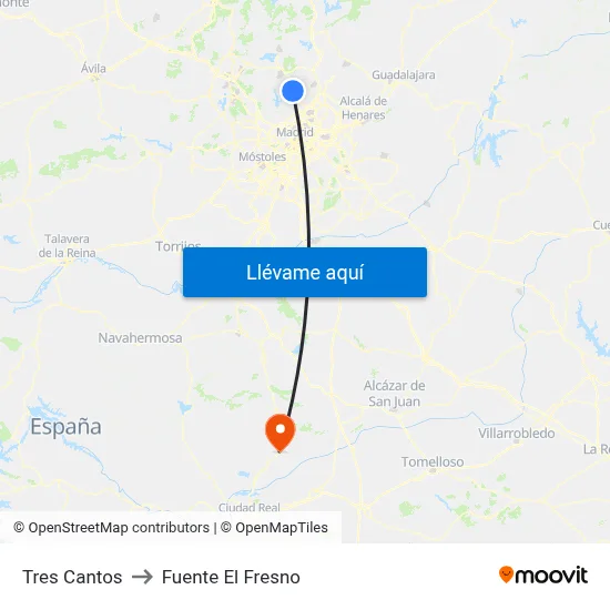 Tres Cantos to Fuente El Fresno map