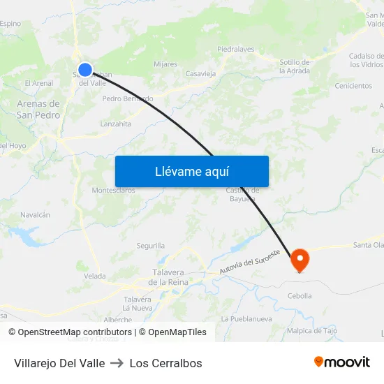 Villarejo Del Valle to Los Cerralbos map