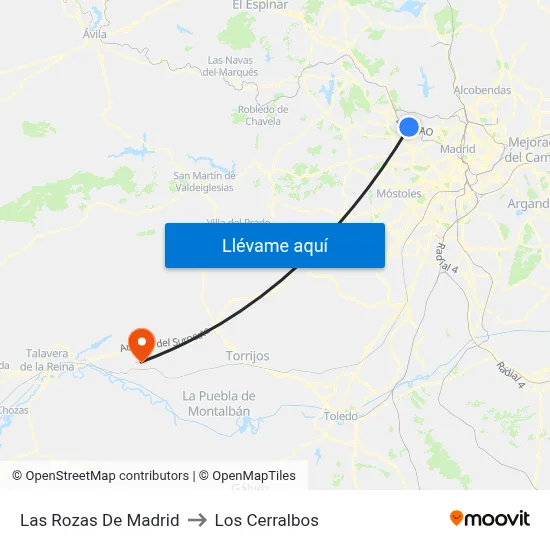 Las Rozas De Madrid to Los Cerralbos map