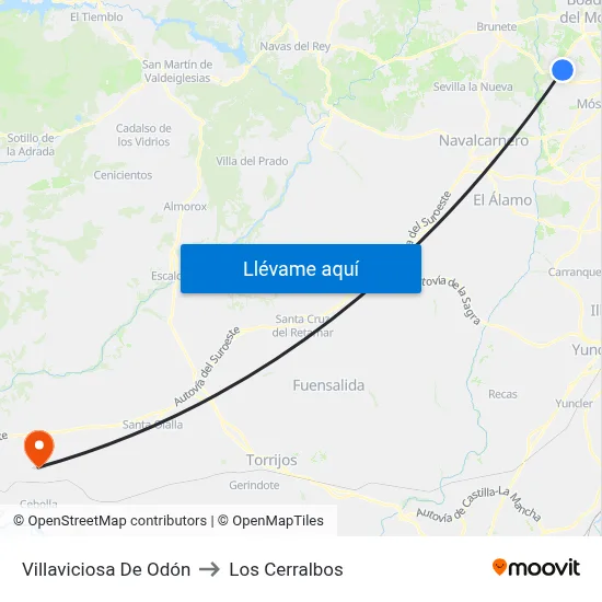 Villaviciosa De Odón to Los Cerralbos map