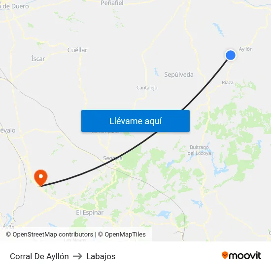 Corral De Ayllón to Labajos map