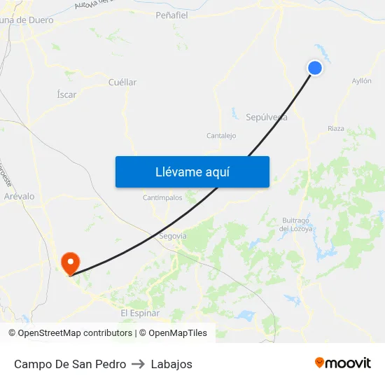 Campo De San Pedro to Labajos map