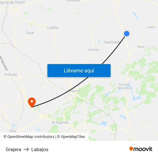 Grajera to Labajos map